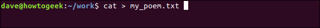 cat> my_poem.txt em uma janela de terminal