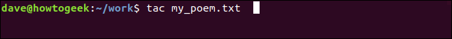 tac my_poem.txt em uma janela de terminal