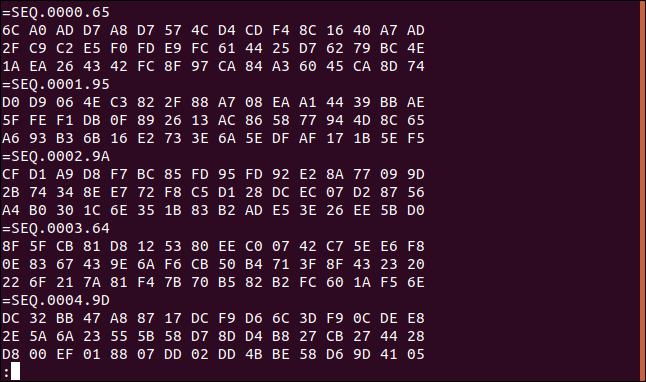 topo do arquivo de log em uma janela de terminal