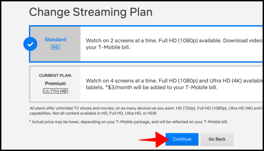 Opções de plano Netflix