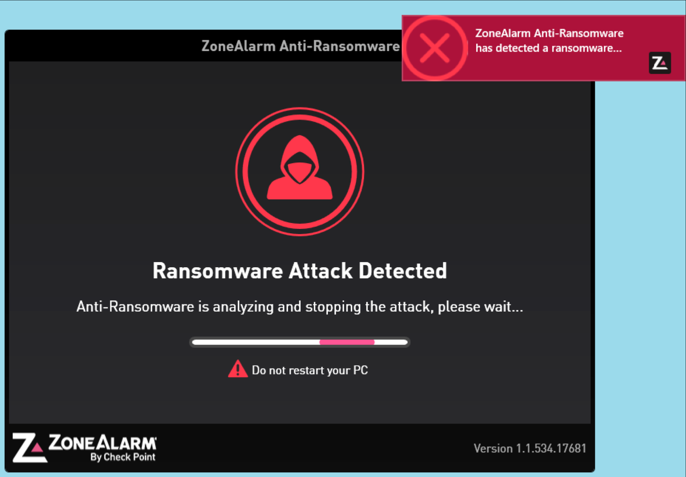 O software ZoneAlarm Anti-Ransomware.