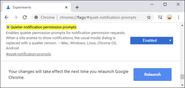 O sinalizador de solicitação de notificação mais silencioso no Google Chrome 80