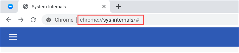 URL interno do sistema Chromebook