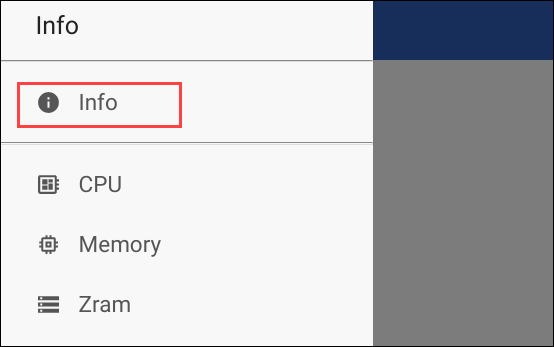 informações internas do sistema Chromebook