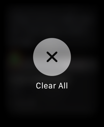 O botão "Limpar tudo" no Apple Watch.