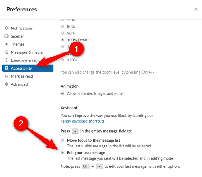 Clique na guia "Acessibilidade" e selecione "Editar sua última mensagem"