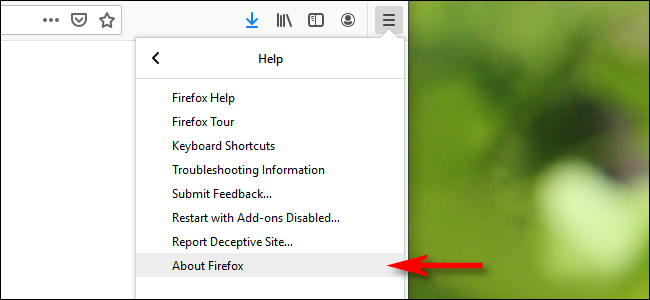 Clique em "Sobre o Firefox".