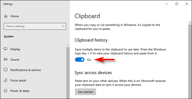 Ative o "Histórico da área de transferência" no Windows 10.