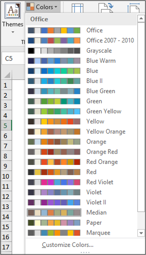 A seleção de esquemas de cores