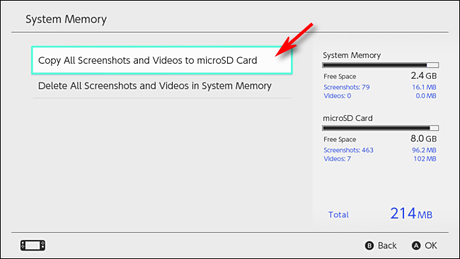 Copie imagens para o cartão microSD Nintendo Switch