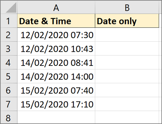 Dados de amostra de data e hora