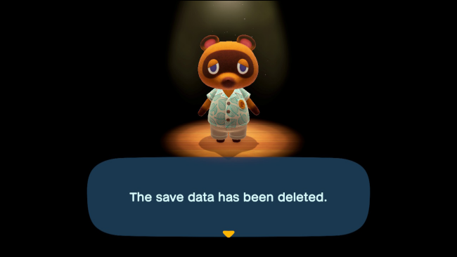 Os dados de registro do jogador foram excluídos em Animal Crossing: New Horizons