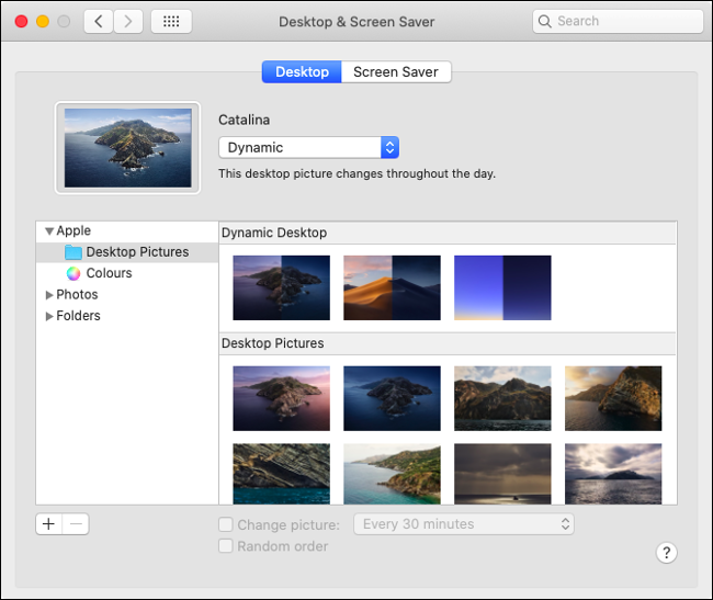 Definir imagem da área de trabalho e proteção de tela no macOS