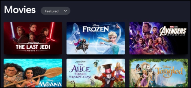 Disney + Biblioteca de filmes