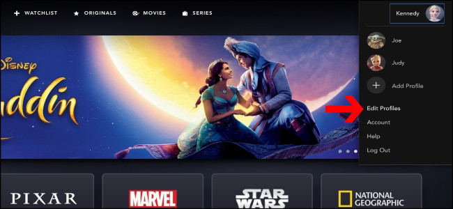 Disney + Editar Perfis