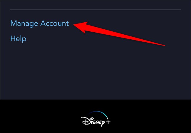 Disney + Tap Gerenciar conta