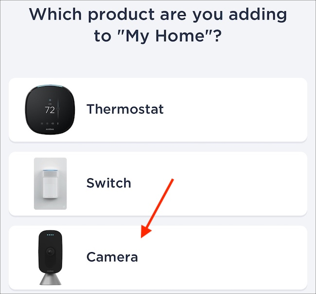 Adicionando uma câmera ecobee