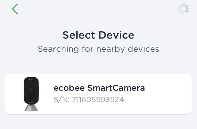 Encontrando uma ecobee SmartCamera