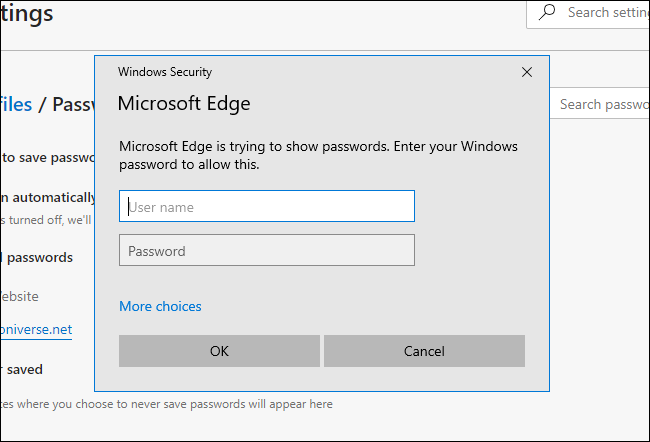 Microsoft Edge solicitando a senha do sistema no Windows