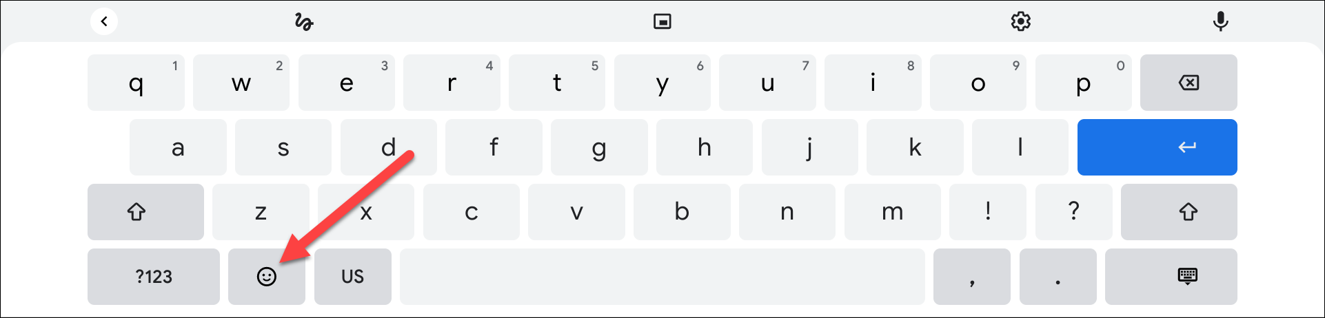 botão de emoji no teclado virtual
