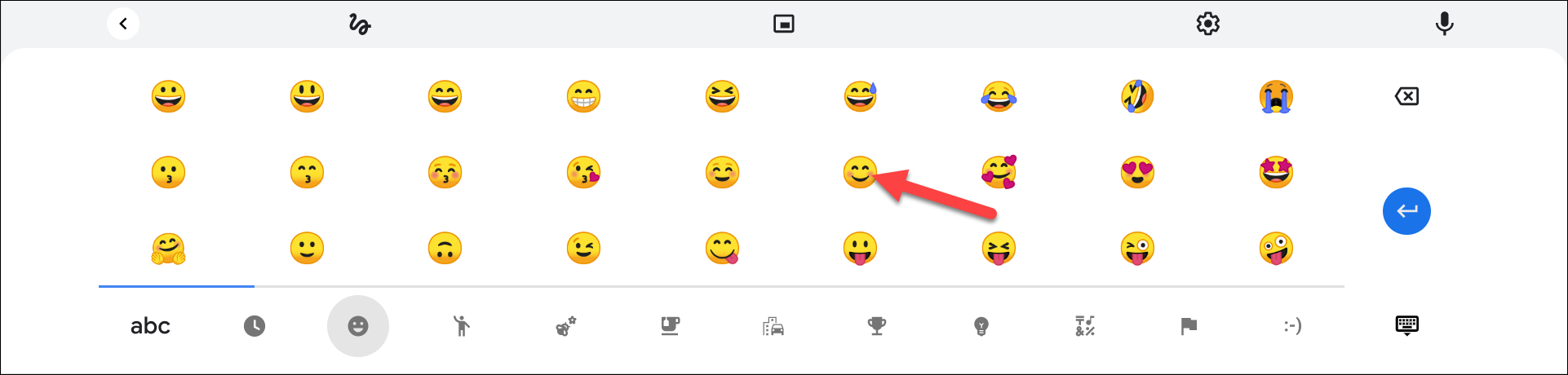 selecione emoji do teclado virtual