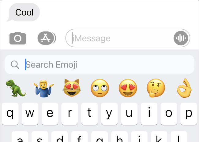 A nova caixa de pesquisa no seletor de emoji no iOS 14.