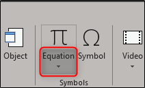 equação no grupo de símbolos