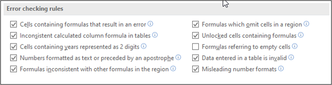 Desative regras específicas de verificação de erros