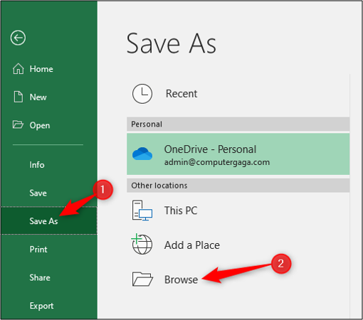 Salvar como tipo de arquivo diferente no Excel