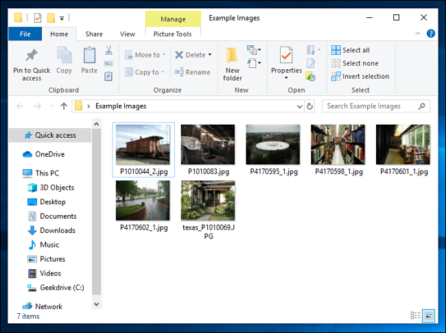 Exemplo de arquivos para compactar no Windows 10.