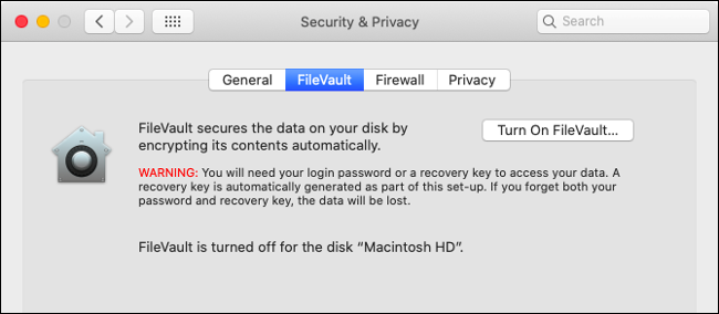 Ativar Filevault no macOS