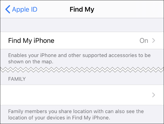 Encontre as opções do Meu iPhone no aplicativo Ajustes do iPhone.