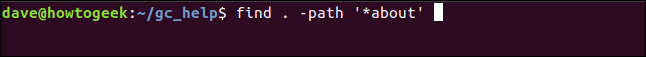 encontrar .  -path '* about' em uma janela de terminal