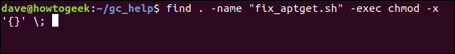encontrar .  -name "fix_aptget.sh" -exec chmod -x '{}' \;  em uma janela de terminal