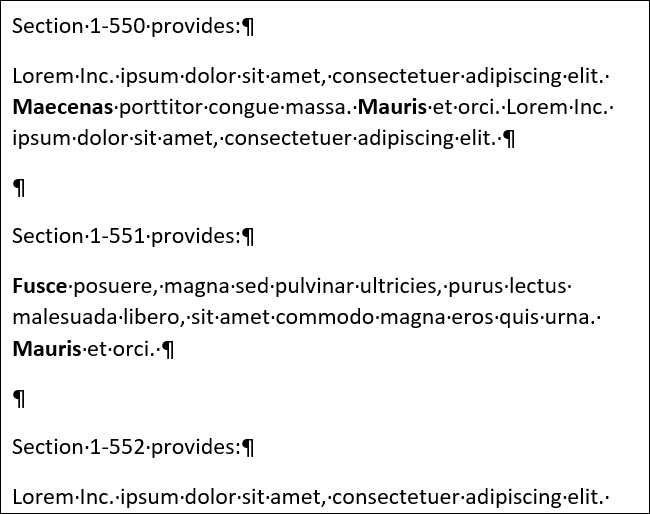 Documento do Word onde a palavra "seção" aparece