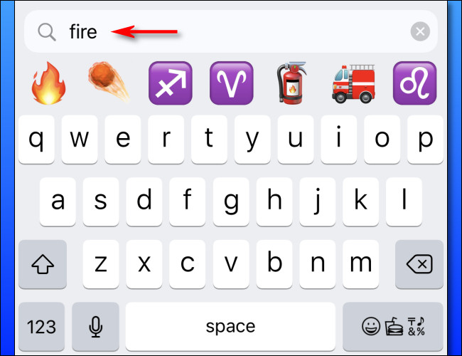 Digite uma palavra no teclado emoji.