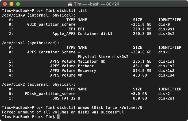 Forçar a ejeção de um volume no macOS com Terminal