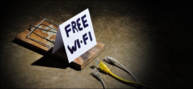 Um sinal de "Wi-Fi gratuito" em uma ratoeira, representando um ponto de acesso malicioso.