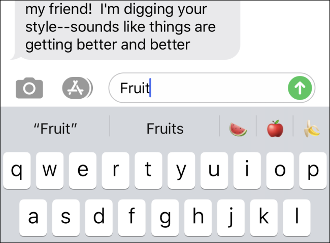 Ver os resultados da pesquisa de emojis de frutas no Apple Message