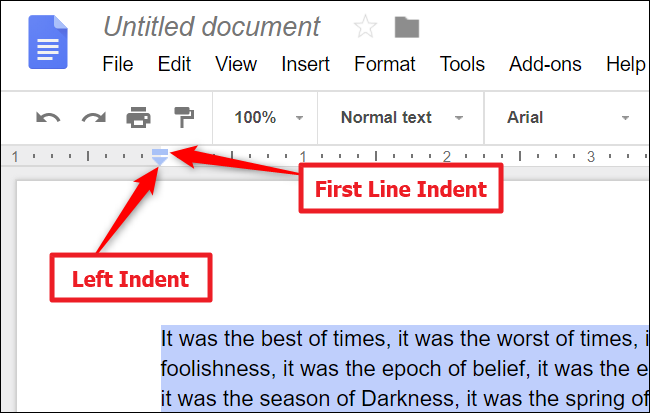 how to create a .5 first line indent in word