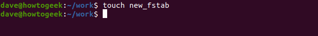 toque em novo fstab em uma janela de terminal