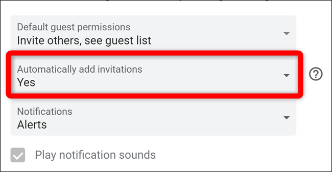 Google Agenda Selecione Adicionar convites automaticamente
