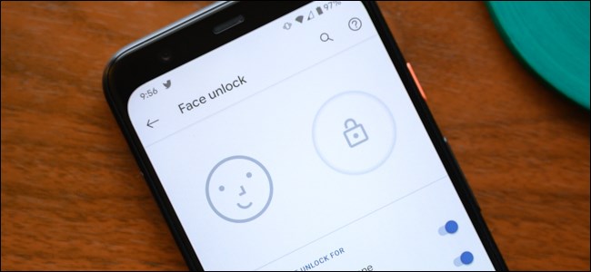 Menu de desbloqueio facial do Google Pixel 4