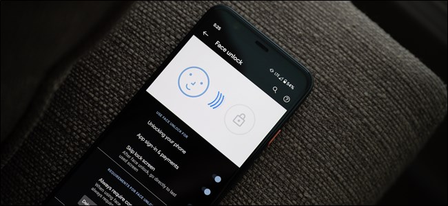 Menu de desbloqueio facial do Google Pixel 4