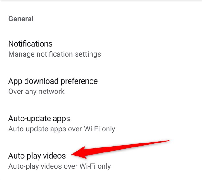 Google Play Store Tap Vídeos de reprodução automática