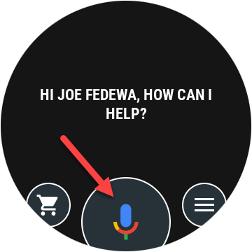 Toque no ícone do microfone para falar com o Google Assistente.