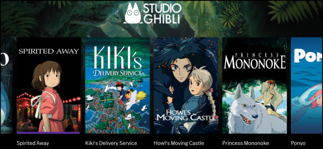 Quatro filmes do Studio Ghibli disponíveis na HBO Max.