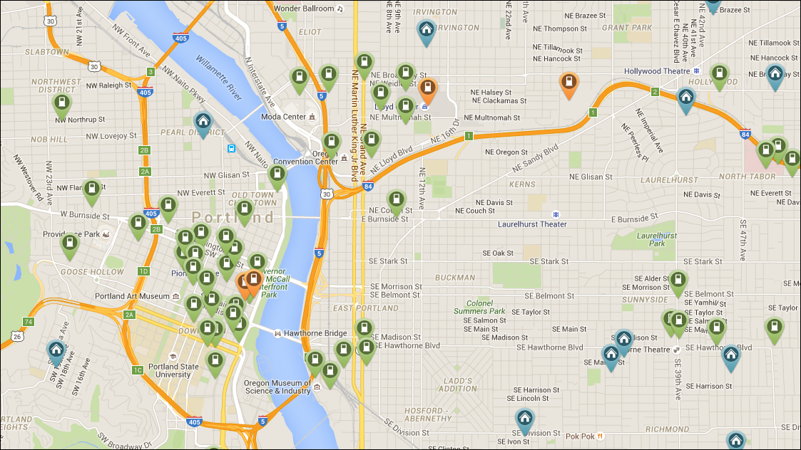 A feliz Portland ecológica tem apenas quatro estações de carregamento rápido entre dezenas