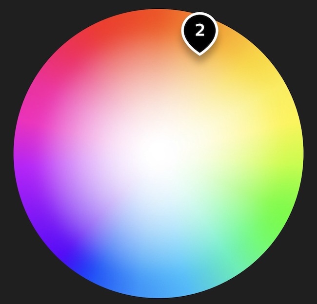 A roda de cores no aplicativo Philips Hue.