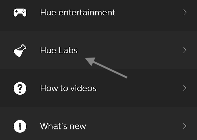 Toque em "Hue Labs".